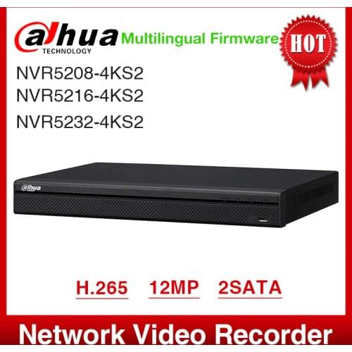 Dahua Original NVR5208/16/32-4KS2 8/16/32 Channel 4K&H.265+ AI 12MP 2SATA Network Video Recorder Support Alarm P2P ONVIF
