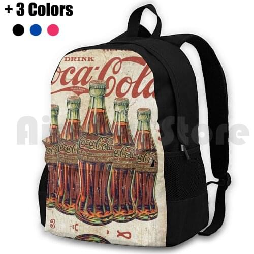 Bottles Vintage Outdoor Hiking Backpack Riding Climbing Sports Bag Vintage Coke Cola Coca Red Logo Pop Drink Soda Drinks Retro