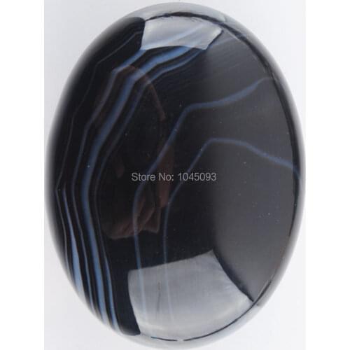 Natural Black Agates Gem Stone Oval Cabochon CAB No Hole Jewelry 30x40x8MM 1PCS QU3144