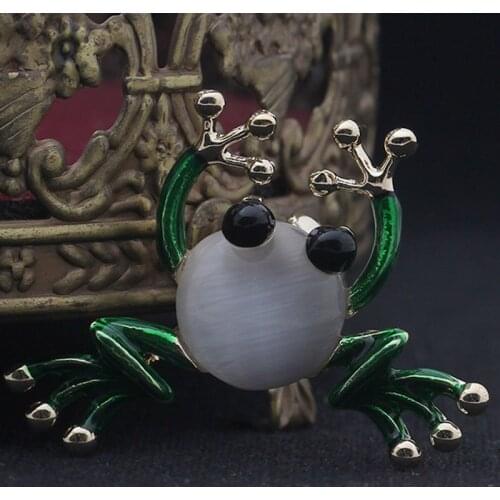 12pcs/lot Wholesale Green Enamel cartoon Frog brooch For Women Men Jewelry Frog corsage accessories Brand Rhinestone Brooches