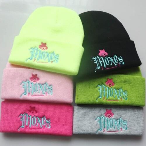 Cyberpunk Game Winter Warm Knitted Woolen Hat Outdoor Cycling Teen Boys Girls Moxes Embroidered Cosplay Cap Unisex