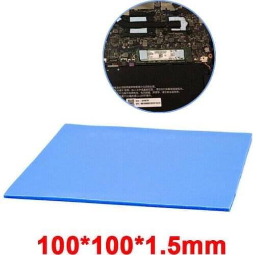 1PCS Blue 100x100x1.5mm Computer GPU CPU VGA Small IC Heatsink Thermal Conductive Silicone Pads Pad 100% Brand new