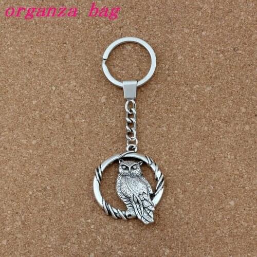 10pcs Keychain Owl Alloy Charms Pendants Key RingTravel Protection DIY Accessories 37.8x47mm A-452f