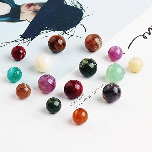 10pcs Vintage Colors Acrylic Perforated Round Beads For Jewelry Making Bead Women Men Bracelet Necklace Pendant Diy Accessories
