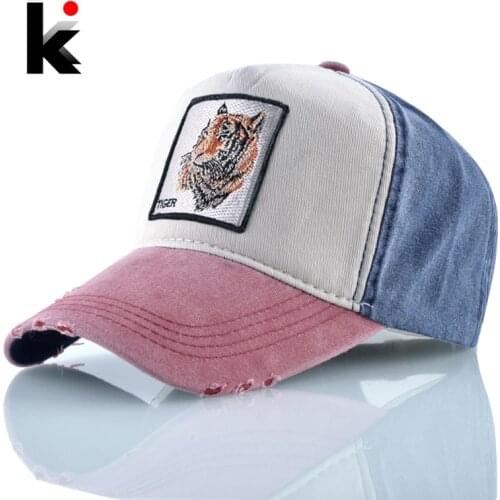 100% Cotton Baseball Caps Embroidery Tiger Dad Hat Men Women Spring Summer Outdoor Breathable Bone Fashion Unisex Animal Hats