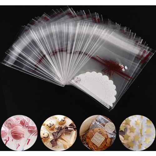 100Pcs Transparent Plastic Bags for Candy Lollipop Cookie Packaging Cellophane Bag Christmas Wedding Birthday Party Gift Bag