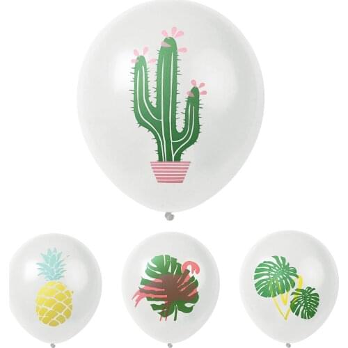 20pcs/set 12 Inch White/Transparent Cartoon Pineapple Flamingo Cactus Leaf Latex Balloon Birthday Summer Hawaiian Party Decor