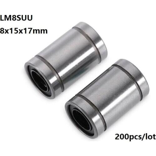200pcs/lot LM8SUU 8x15x17mm Linear motion bearings bushings for 3D printer CNC router parts 8*15*17mm