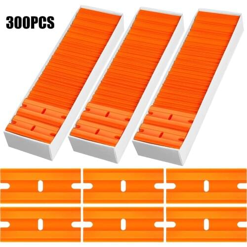 300 plastic razor blades, plastic blades, plastic blade scrapers, for removing decals, stickers, cleaning glass (Orange)
