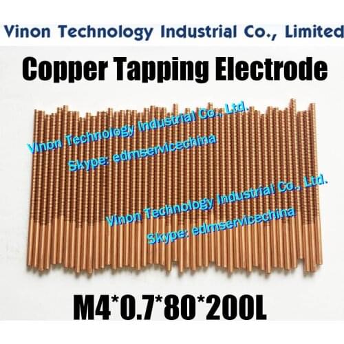 5PCS Pack) M4*0.7*80*200mm Orbiting Tapping Electrode Copper M4 for Sink Erosion thread pitch 0.5mm, thread length 80mm
