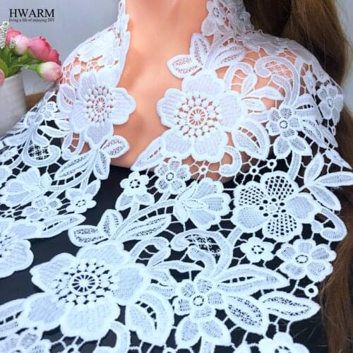 5yard 16.3cm white african lace fabric ribbon sewing trim DIY handwork Milk silk water soluble curtain womens clothing lace
