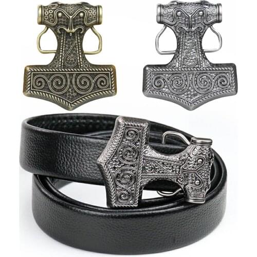 Western Cowboy Retro Belt Buckle Thors Hammer Viking Amulet Hammer Navia Crow Totem Metal Belt Buckle DIY Belt Decor Accessory