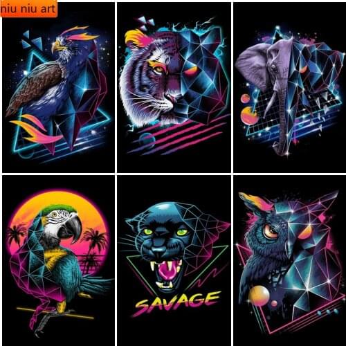 5d Diy Full Diamond Painting Wolf Lion Owl Tiger Embroidery Animal Rhinestone Home Decoration Mosaic Cross Stitch Kits