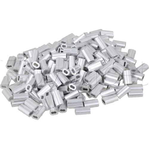 200PCS Silver M1.2 Double Hole Wire Rope Aluminum Clamp Clip