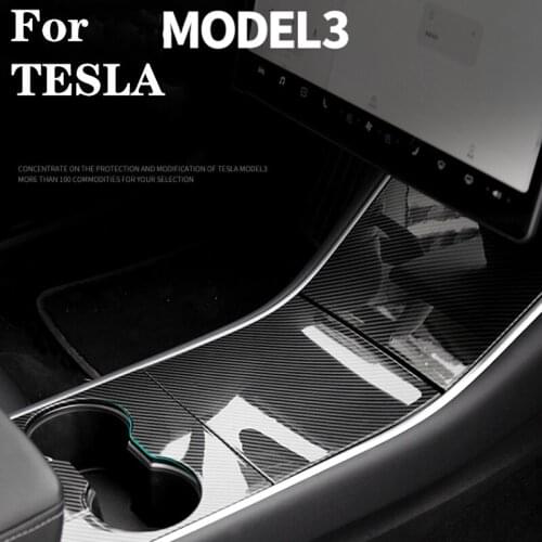 Car Central Control Panel Protective Patch Panel For Tesla Model 3 Central Control Four Patch Red / White / Yellow / Carbon