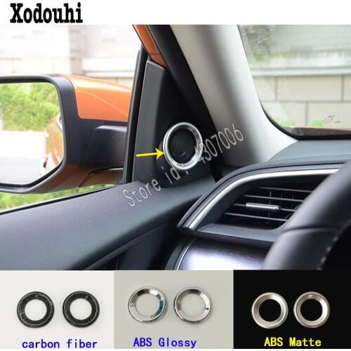 Car Sticker Inside Audio Speak Sound Cover Ring Circle Lamp Trim Frame 2pcs For Honda Civic 10th Sedan 2016 2017 2018 2019