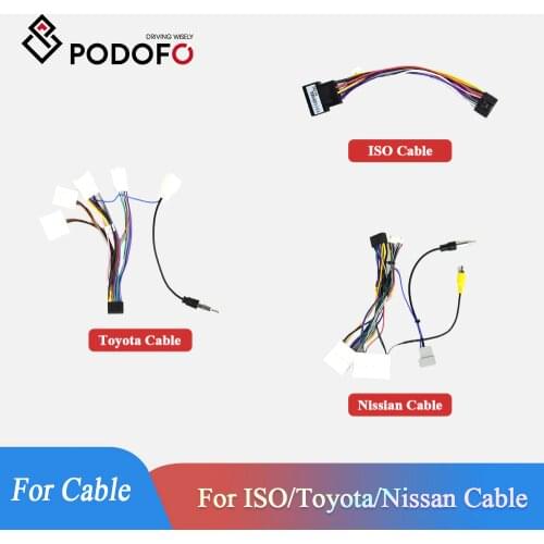 Podofo 2 Din Car radio Car Multimedia Player for Universal Accessories Adapter Connector Plug Cable for VW Nissian Toyota Wire