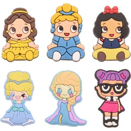 28PCS 0.8*1.2inch PVC Princess Charms for HairBows Center Barrette Bows Accessories Flat Back Supplies Boutique Hair Accessories