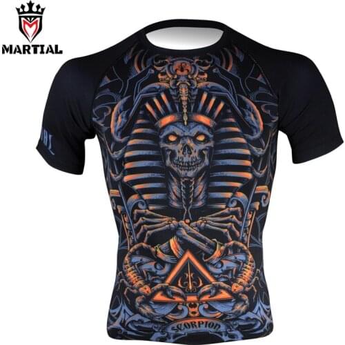 Martial wholesale Scorpio printed shirts for men sport bjj trainning shirt boxing fitness clothing sport jersey