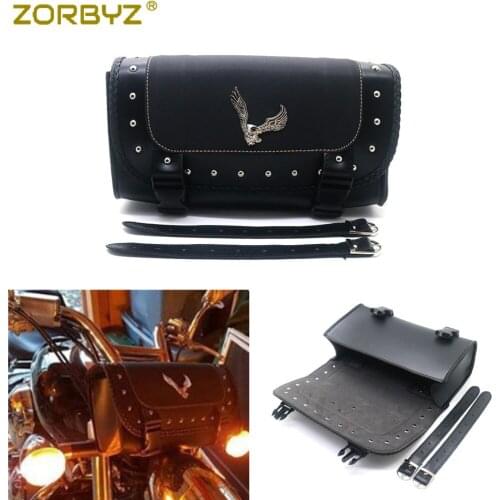 ZORBYZ Motorcycle Black Scooter Saddlebag Tool Bag PU Leather Storage Pouch Bag For Harley Honda Yamaha