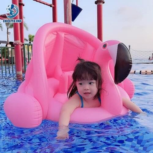Baby Swan Buoy/Pink Flamingo Float with Parasol Inflatable Swimming Ring Circle With Seats Pool Floats Dropshipping