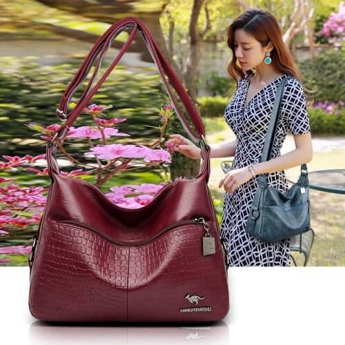 Designer Brand Luxury Women Bag 2020 Leather Vintage Handbags for Ladies Solid Color Shoulder Messenger Bags Mother Sac A Main