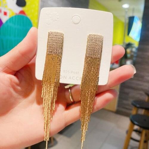 Long Tassel Drop Earrings For Women New Fashion Shiny Crystal Earring Jewelry Party Gift