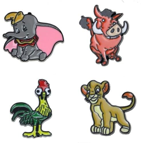 Elephant And Rooster Lapel Pins Enamel Brooches Anime Badges For Backpack Women Decorative Hijab Pin Animal Badges Cute Brooches