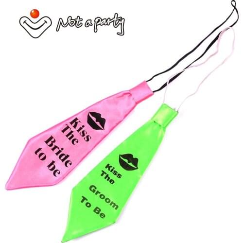 2pcs Kiss the Bride to be & Groom to be fun tie for wedding bachelorette event party decoration supplies bride decorative crafts