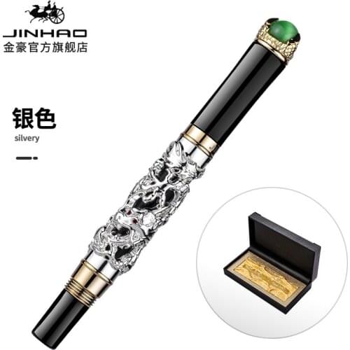 JINHAO Green/Red Gem Luxury Eastern Dragon Gel Pen Business Office Rollerball Pen Vintage Pen for Writing School Office Supplies
