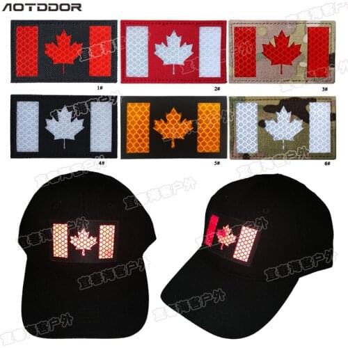Canadia canada flag reflective Patches infrared blackout reflective laser cut touch PVC RUBBER patch