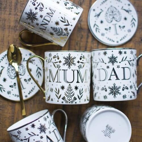 Classical Dad&Mom Ceramics Mugs coffee mug Milk Tea office Cups Drinkware the Best birthday Gift