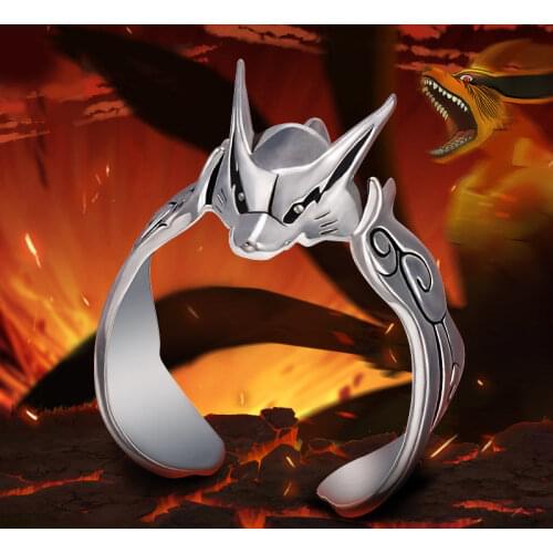 S925 Silver Naruto Uzumaki Kurama Kyuubi Ninja Ring Adjustable Cosplay Anime Hot Birthday Gift Props