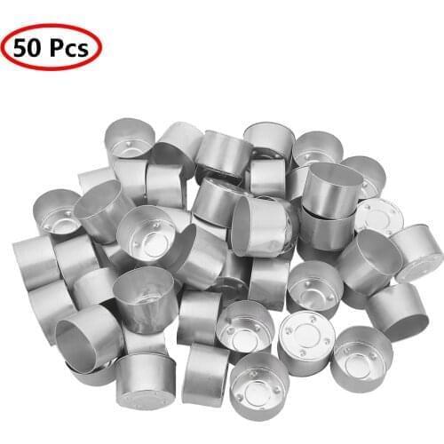 50Pcs Lightweight Premium Aluminum Tea Light Cups Pans Tealight Holders for DIY Candle Making Projects