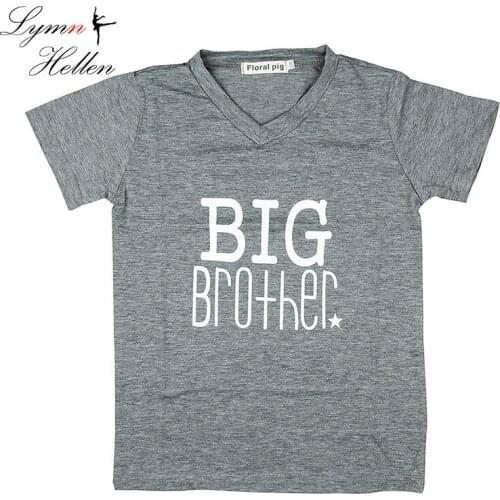 Summer Kids Boys Clothes T-shirt Short Sleeve Top Soft Cotton Print Big Brother Letter V Neck Clothing 2-7 Years Play Mats