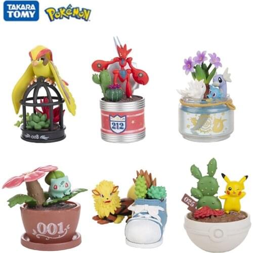 Pokemon Blind Box Pikachu Miniature Birdcage Plant Cactus Succulents Simulation Reduction Decoration Dolls Model Kids Toy Gift
