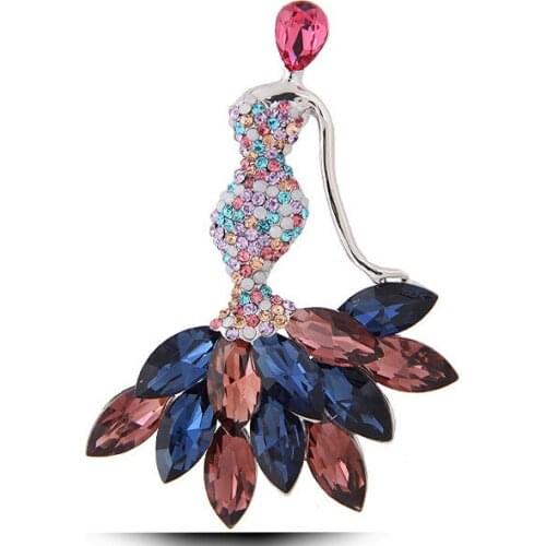 Fashionable Brilliant Mermaid Madame Temperament Brooch Pin Silk Scarf Button Accessory Party Gift Czech glass