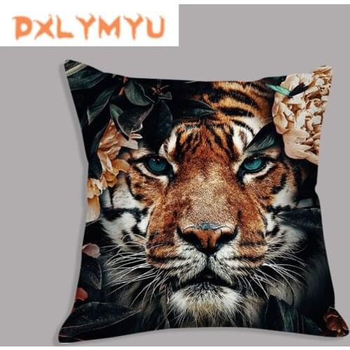 Animals Pillowcase Cat Lion Tiger Cushion Covers Decorative Pillow Sofa White Pillowcase Cushions Soft Pillowcover