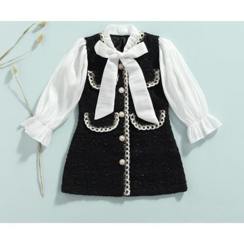 New Arrival 2021 Fall Children Clothing Girls Dress Long Sleeve Little Fragrance Dress Kids Dress Princess Dresses