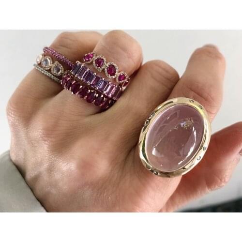 2021 New Arrived Tear Drop Classic Engagement Band Ring Rainbow Colorful White Red CZ Rose Gold Color Gorgeous Lover Jewelry