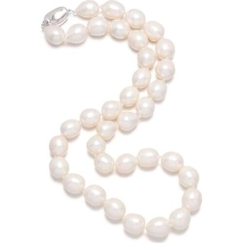 New rice type natural pearl white bracelet necklace jewelry for DIY jewelry best birthday gift size 10-11mm