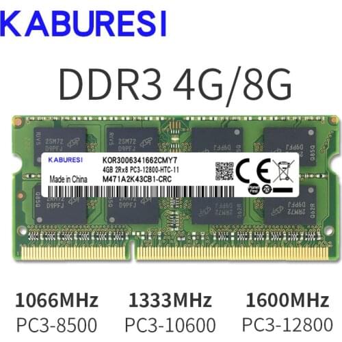 Kaburesi DDR3 2GB 4GB 1066MHz PC3-8500 for laptop memoria Ram Notebook Memory sodimm 1.5V
