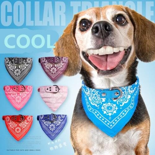 Printed Pet Dog Collars PU Leather Small Size Dog Cat Use Mouth Scarf For Eating Cute Adjustable Colorful Style Pets Supplier
