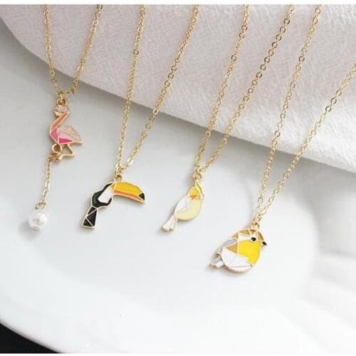 LANIWOO Cartoon Bird Necklace Cute Pendant Fashion Jewelry 2019 New Accessory Gift Present For Children Kids Wholesale