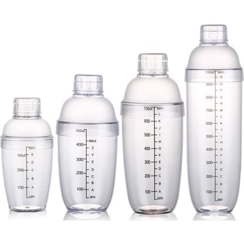 Plastic Cocktail Shaker Clear Bar Shaker Milk Tea Cup Bartender Bar Tools Accessories with Measurements