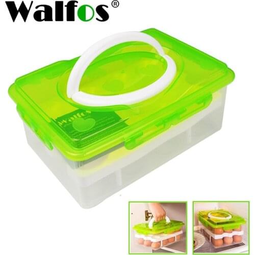 WALFOS Egg Rack Holder 24 Grid Egg Box Food Container Organizer Convenient Storage Boxes Double Layer Durable Crisper
