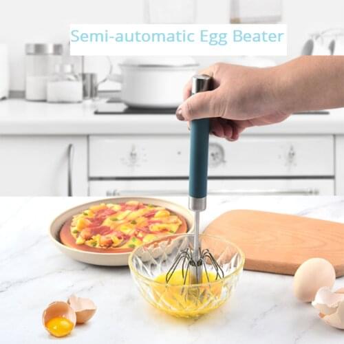 Semi Automatic Egg Beater 304 Stainless Steel Egg Whisk Manual Hand Mixer Self Turning Egg Stirrer Kitchen Accessories Egg Tools