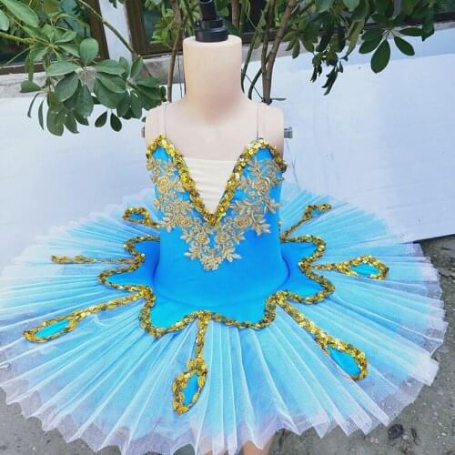 Blue Professional Ballet Tutu Child Kids Girls Pancake Platter Tutu Women Adults Ballerina Party Dress Ballet Dance Costumes