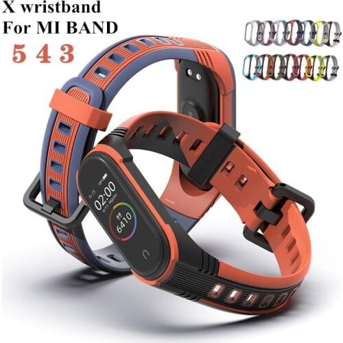 Mijobs X Strap For Xiaomi Mi Band 5 4 3 Sport Silicone Bracelet For Xiaomi Mi Band5 Smart Watch Bracelet