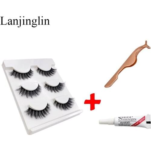 Eyelashes 3d Mink Lashes Natural Long Makeup Kit False Eyelashes Eyelash Glue Makeup Eye lashes Tweezers Mink Lashes maquiagem